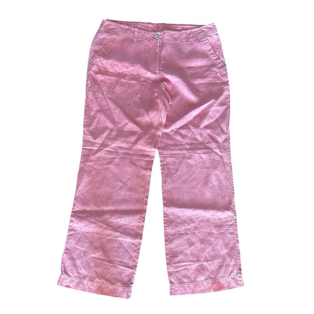 Tommy Bahama Pink Linen Wide Leg Pants Women’s Size 16 XL Pockets